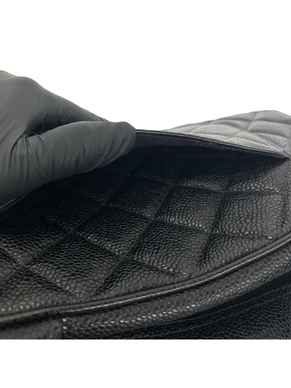Chanel CC Logo Caviar Leather Mini Boston Bag Black